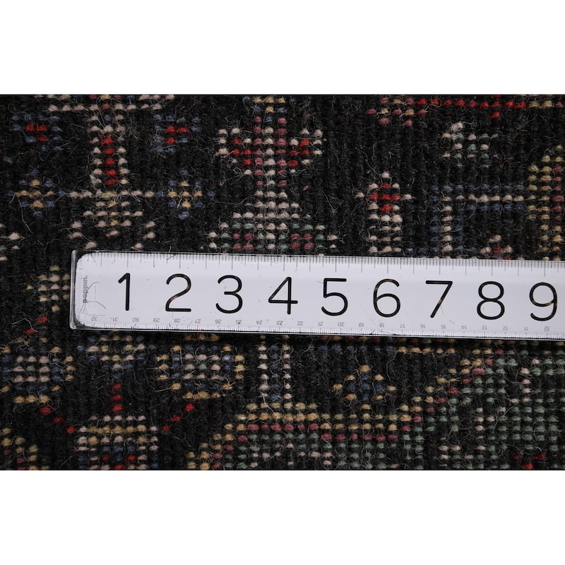 Black Geometric Kazak Indian Accent Rug Handmade Wool Carpet - 2'0" x 3'0"