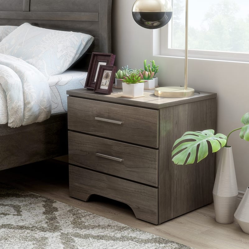 Leroy Transitional Slim Pull Wood 2-Drawer Nightstand by Furniture of America