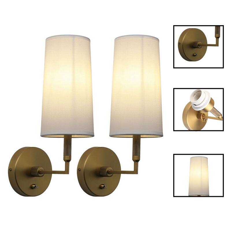 2 Pack lights and bulbs antique lighting fixtures fabric, metal wall sconces