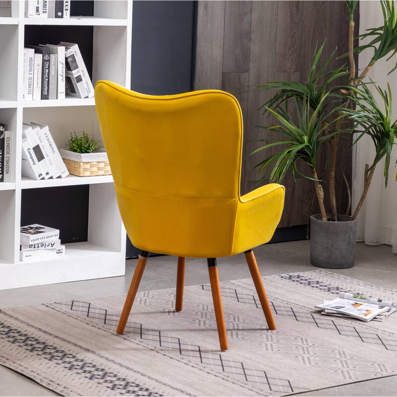 Yellow 30" Polyester Button Tufted Accent Chair