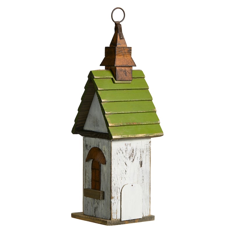 Glitzhome 15.75"H Solid Wood Decorative Outdoor Garden Birdhouse - 5.25''L X 6.00''W X 15.75''H