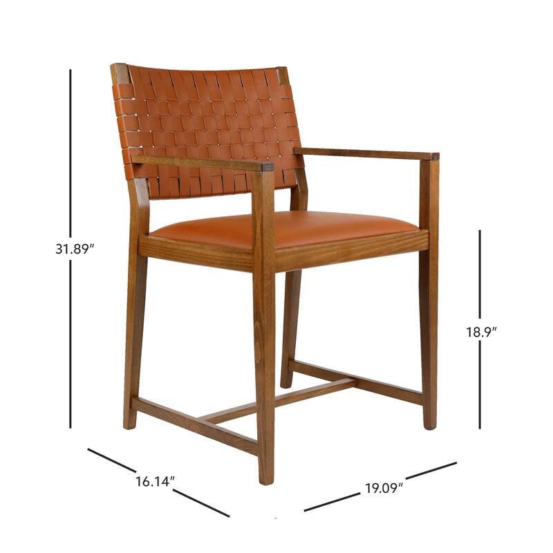 Linon Edrem Mid-Century Brown Leather Arm Chair