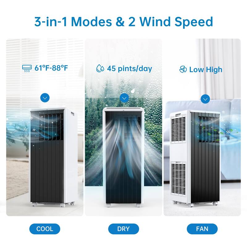 8000 BTU Portable Air Conditioners, 3-IN-1 Portable Conditioner with Remote Control