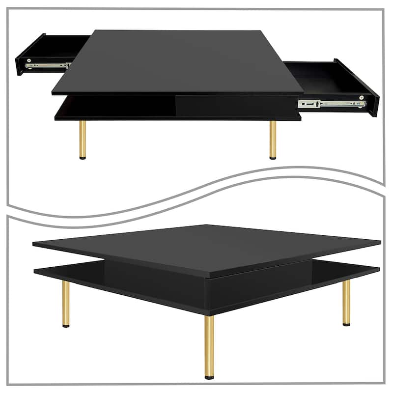 Contemporary Classic High Gloss Wooden Square Coffee Table