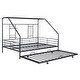 preview thumbnail 13 of 18, Metal Full Size House Bed with Trundle and Built-in Shelf and Grid,Kids and Baby