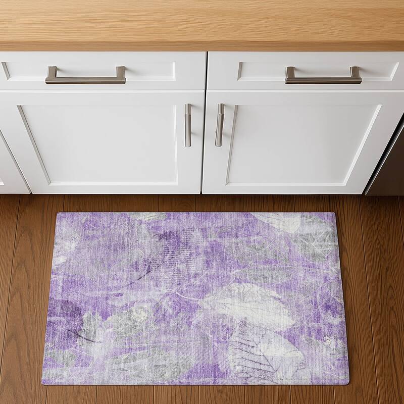 Premium Washable Super Soft Floral Imprints Mayfield Rug - Lavender - 1'8" x 2'6"