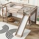 preview thumbnail 1 of 41, Twin Size Low Loft Bed with Slide, Ladder, Safety Guardrails, and Underbed Play and Storage Space for Boys Girls White Oak - Twin