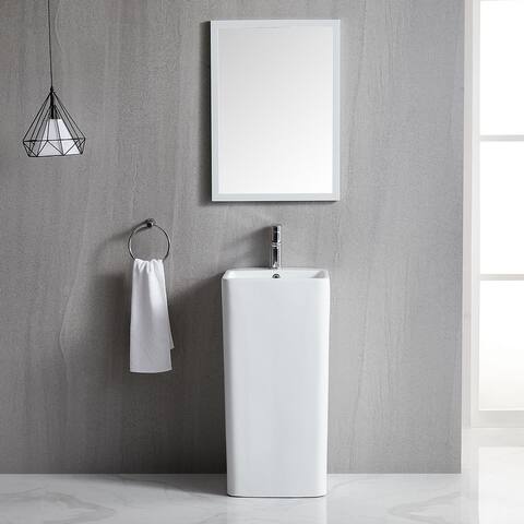 Eridanus Lido 33" Contemporary One-Piece Bathroom Pedestal Sink