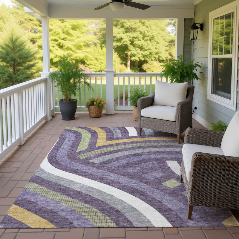 Machine Washable Indoor/ Outdoor Modern Jalen Chantille Rug - Plum - 3' x 5'