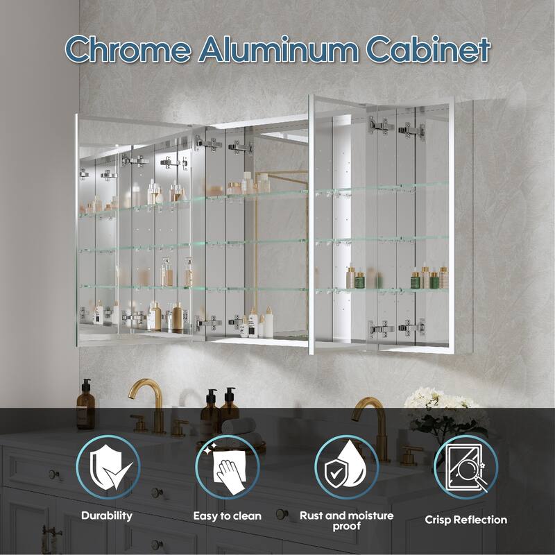 Bath 30'H Recessed or Surface Wall Mount Medicine Cabinet With Adjustable Glass Shelves