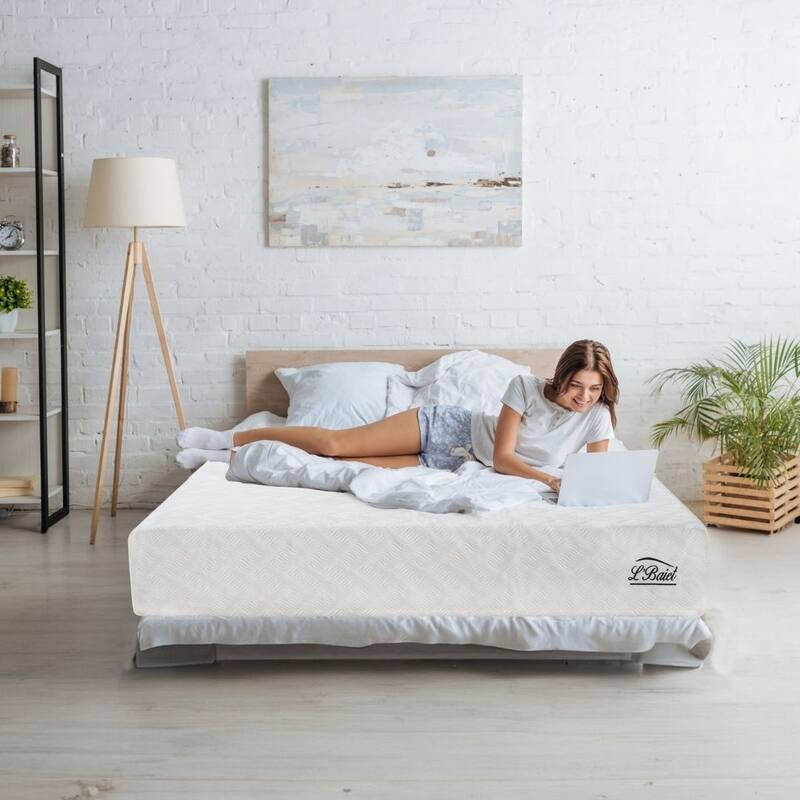 L'Baiet 8" Gel Memory Foam Mattress / Bed in a Box / Medium Firm / Breathable Cooling-Gel Comfort Technology