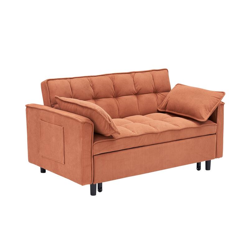 55" 3-in-1 Double Pull-Out Sofa Bed for Living Room