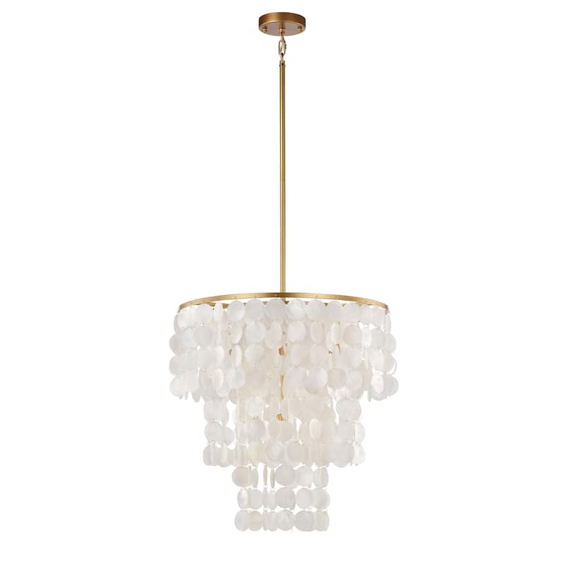 Paula 4-Light Glossy Bronze Finish Chandelier with Natural White Shell - 20.5 inches in diameter x 21.7 inches H