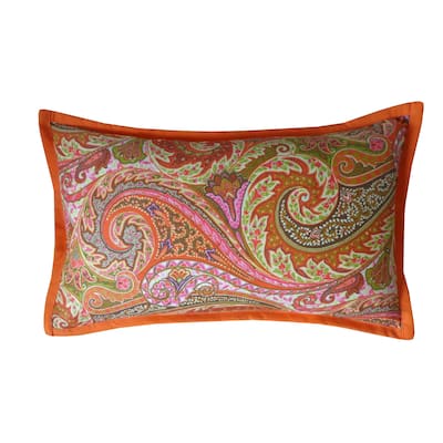Jiti Indoor Bold Colorful Paisley Patterned Cotton Accent Rectangle Lumbar Pillows 12 x 20
