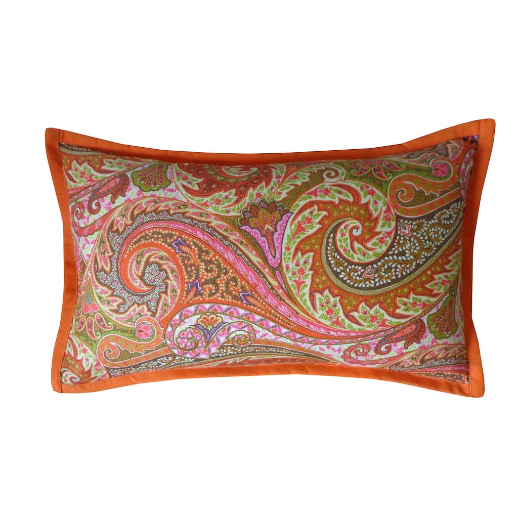 Jiti Indoor Bold Colorful Paisley Patterned Cotton Accent Rectangle Lumbar Pillows 12 x 20