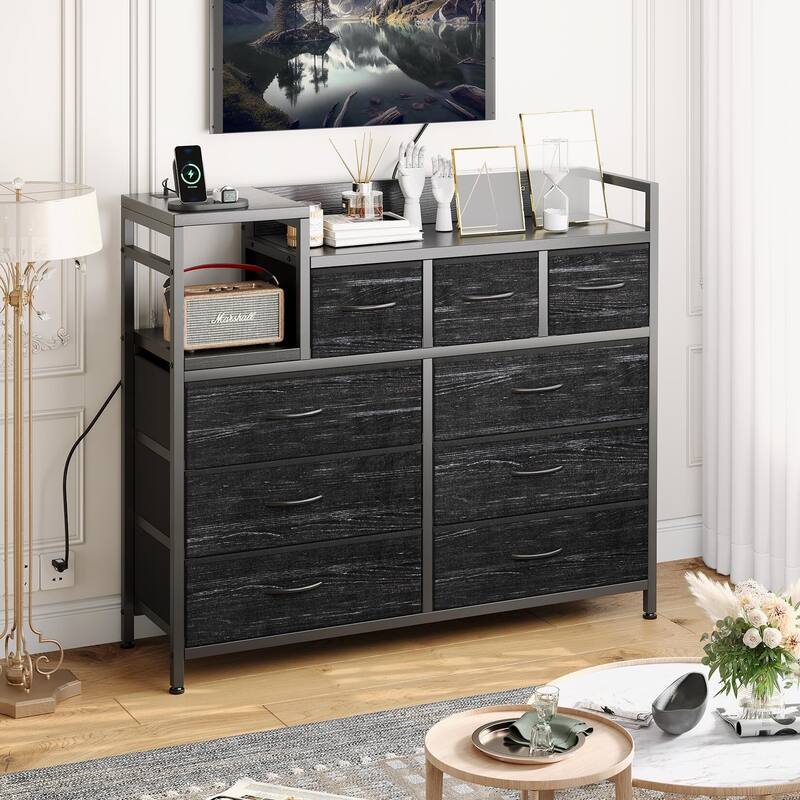 Bedroom Dresser with 9 Drawers - Black - 9-drawer