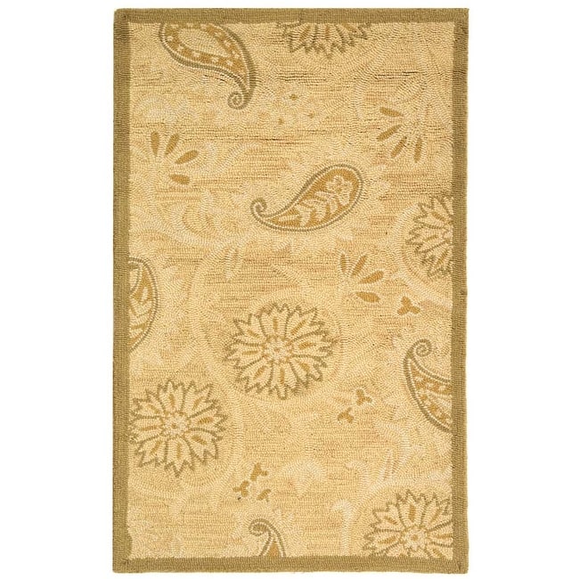 SAFAVIEH Handmade Berkeley Paisley Dosha Botanical Wool Rug - 8' Round - Light Brown - Round
