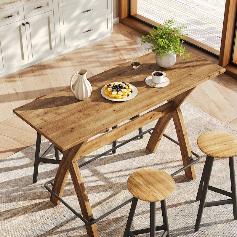 63" Solid Wood Bar Cocktail Coffee Pub Table