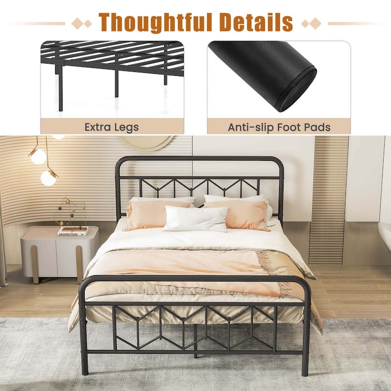 Costway Twin/Full/Queen/King Size Bed Frame Mattress Foundation with