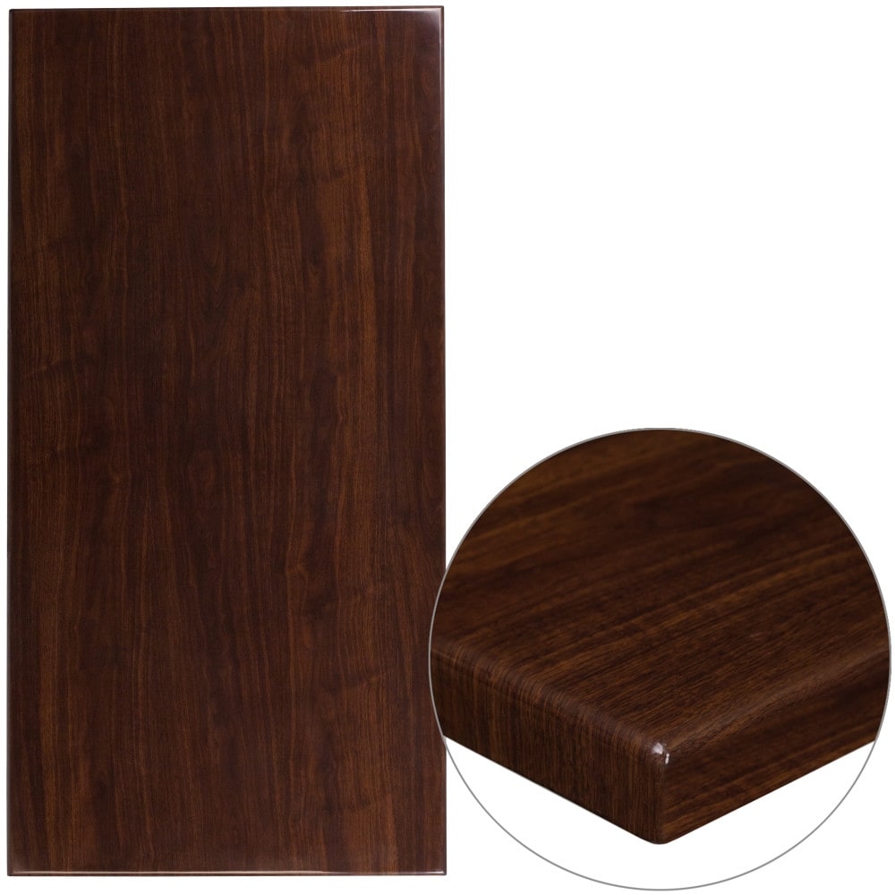 30'' x 60'' High-Gloss Resin Table Top with 2'' Thick Drop-Lip - 30"W x 60"D x 2"H