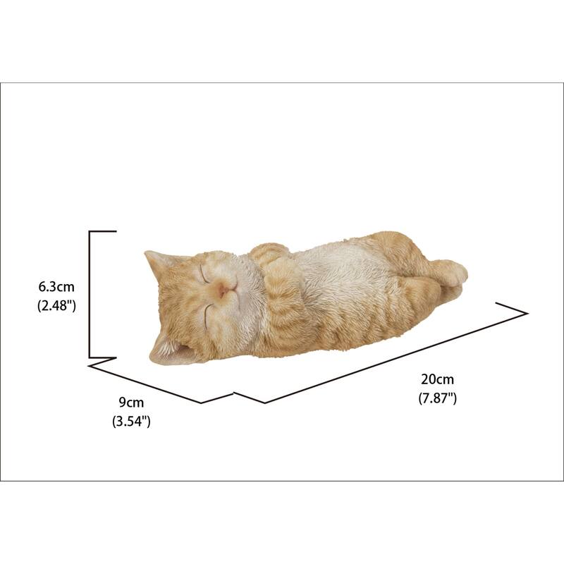 Sleeping Orange Tabby Kitten Outdoor Garden Statue - 7.75"