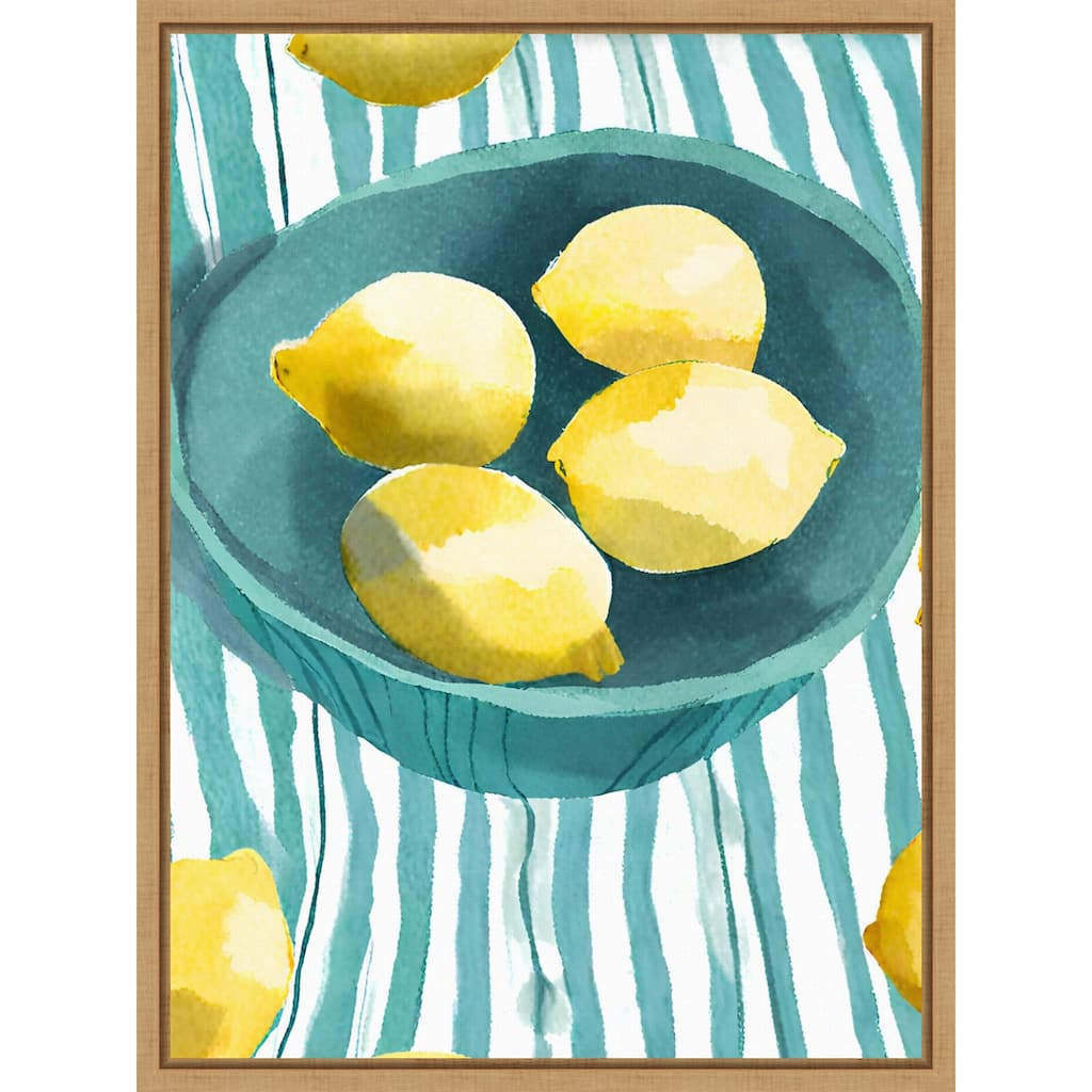 Zitronen in Schale by Ohkimiko (18 x 24 in.), Framed Canvas Wall Art Print