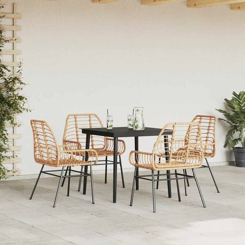 vidaXL Garden Dining Set Brown PE rattan 4-seater Garden Dining Set - 31.5 x 31.5 x 29.1
