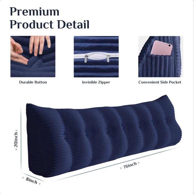 WOWMAX Large Reading Wedge Headboard Pillow for Bed Rest Back Support