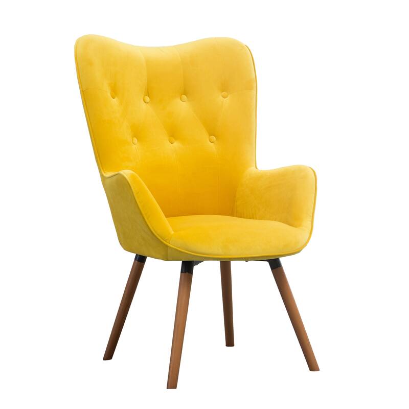 Contemporary Silky Velvet Tufted Button Back Accent Chair