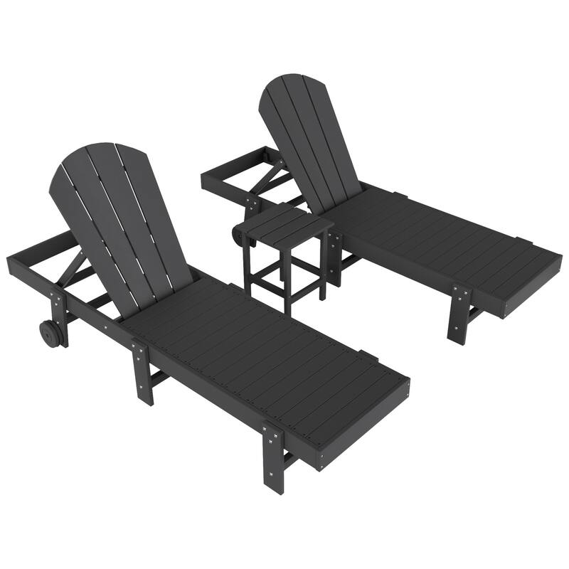 Polytrends Laguna Hdpe All Weather Outdoor Patio Pool Reclining Armless Chaise Lounges (3-Piece Set)