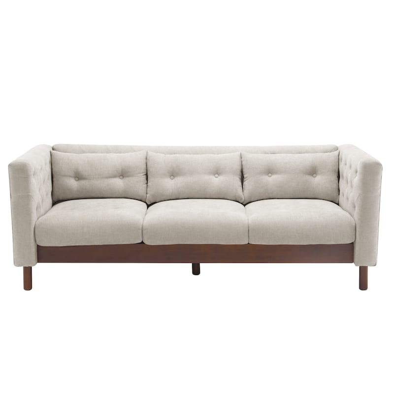 Anmytek 78" Modern Tufted 3-Seater Sofa in Grayish Beige for Living Room
