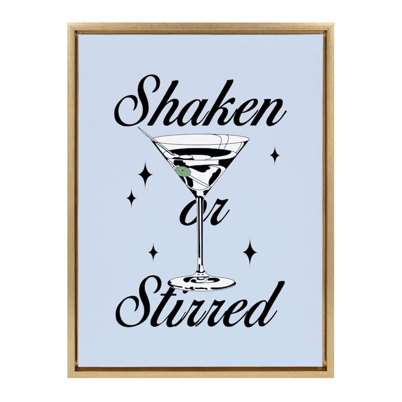 Kate and Laurel Sylvie Shaken or Stirred Blue Framed Canvas by Alli Standefer