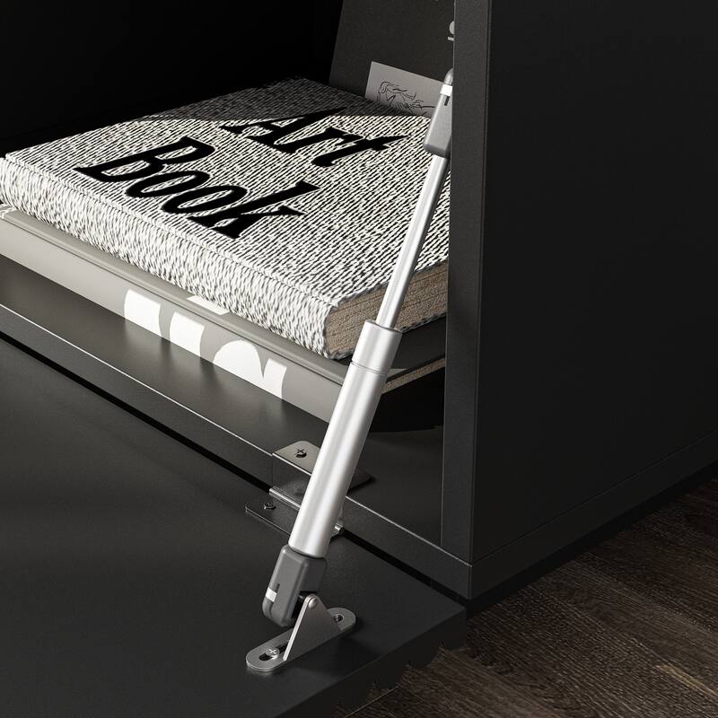 Modern Black TV Stand for 85 Inch TV, Floating Entertainment Center with Drop Down Doors Media Console