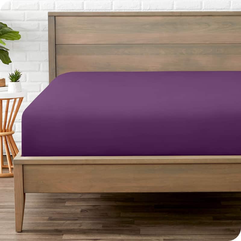 Bare Home Double Brushed Deep Pocket Fitted Sheet - Twin XL - Plum