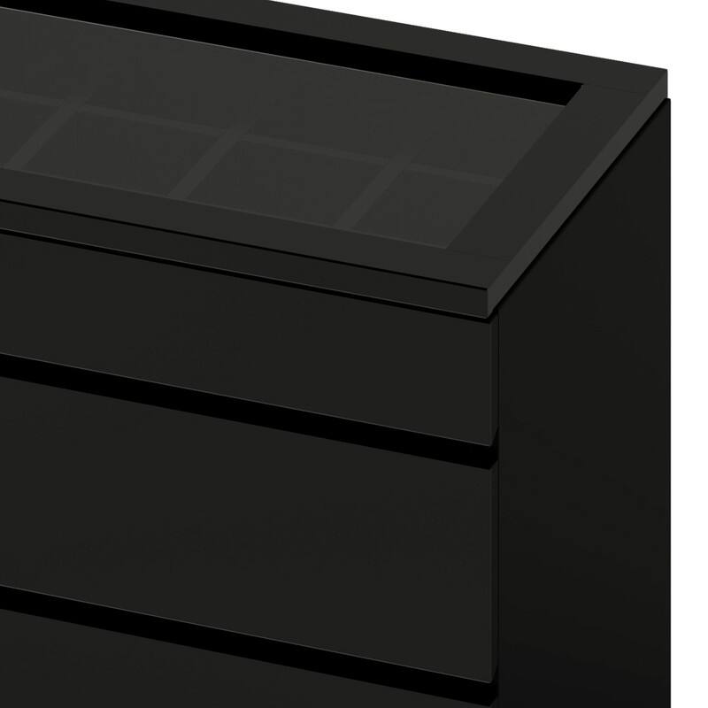 Modern 8-Drawer Dresser Chest Dresser of Drawer Organizers with LED Light High Gloss