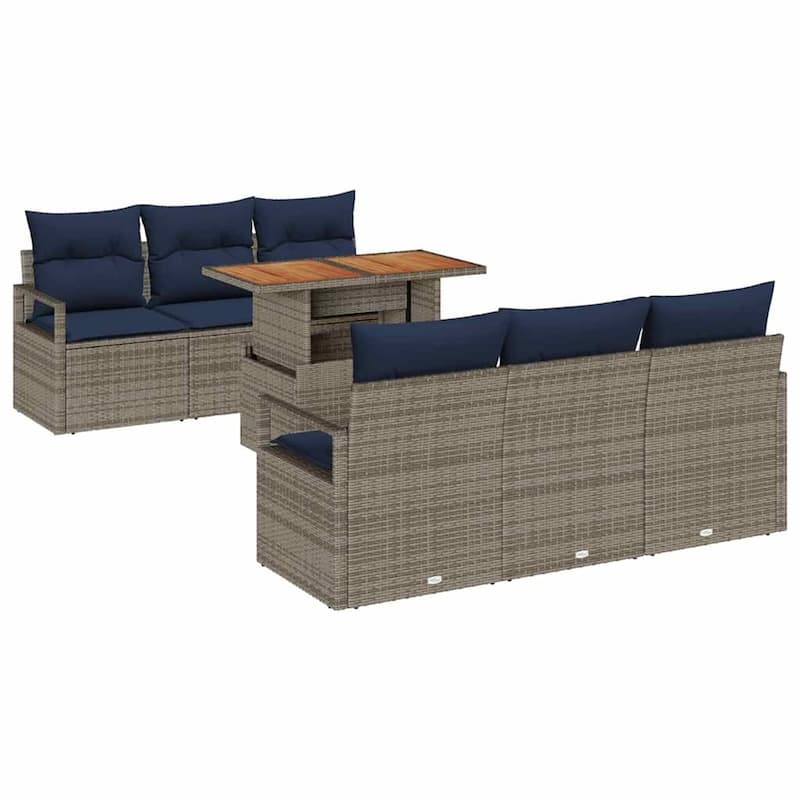 vidaXL 7 Piece Garden Sofa Set with Cushions - 68.9×24.4×27.2