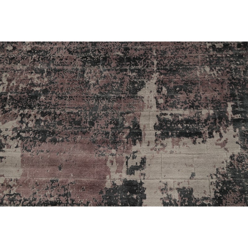 Hand Knotted Oriental Viscose Silk Carpet Modern Abstract Pink Abstract Area Rug - 7' 9'' X 5' 7''