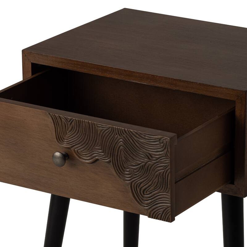 COSIEST Mid-Century Honeycomb 4 Legs End Table with Drawers