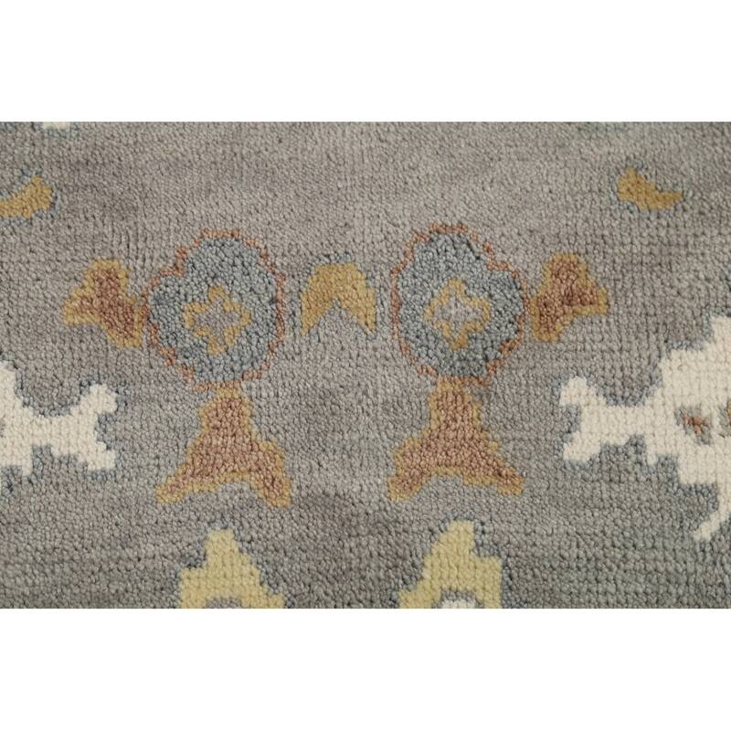 Gray Floral Oushak Indian Area Rug Handmade Wool Carpet - 8'3"x 9'9"