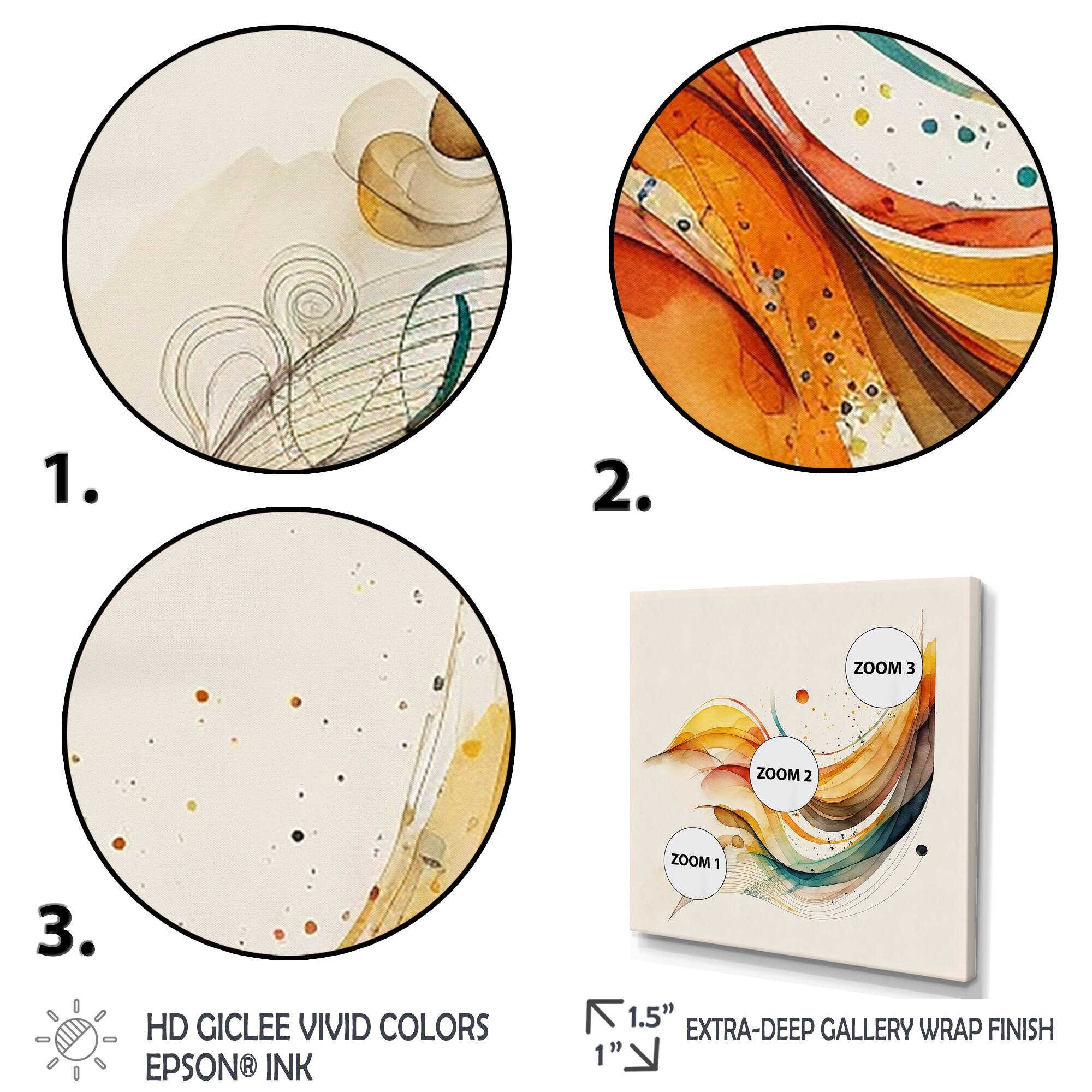 Designart 'Burnt Orange Waves Abstract II' Modern Canvas Wall Art Bed