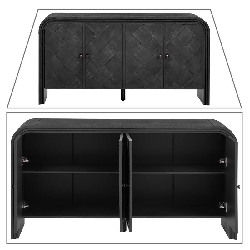 Modern Stylish Wooden Sideboard with Two Cabinets