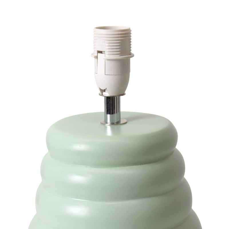 Stacked Ceramic Mini Table Lamp with Fabric Drum Shade Modern Sculptural Accent Lighting Compact Design