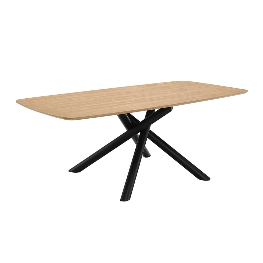Rectangular Wooden Dining Table with Special Base in Natural and Black - Natural/Black