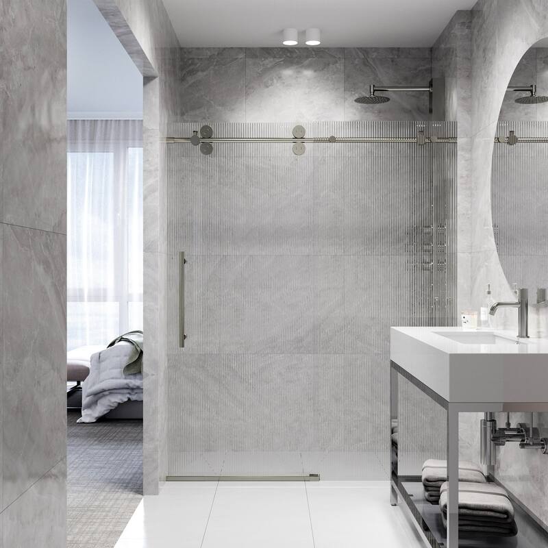 Vigo VG6041FL7274L Elan 74" High x 72" Wide Sliding Frameless Shower