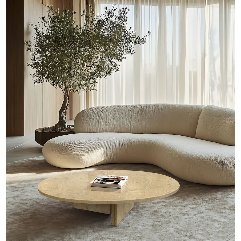 35.4" Natural Marble Stone Coffee Table