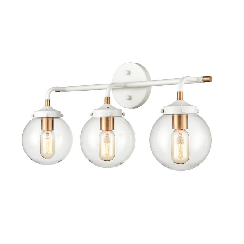 Boudreaux 15-inch Wide 2-Light Vanity Light in Matte Black with Antique Gold - 24 - Matte White