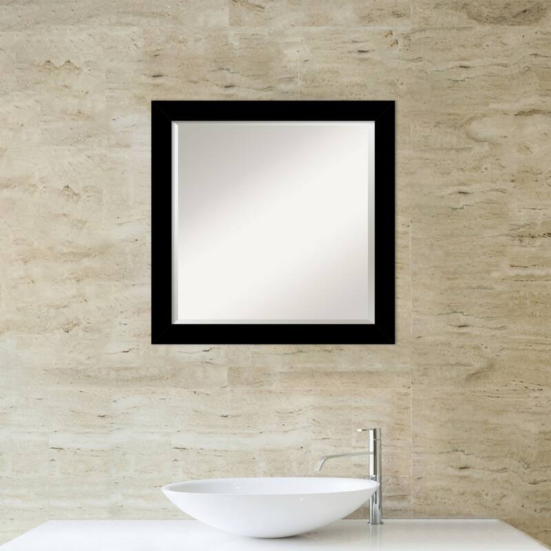 Basic Narrow Beveled Wood Framed Bathroom Vanity Wall Mirror