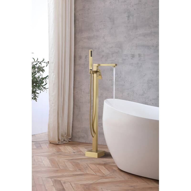Indigo Home Floor Mounted Roman Tub Faucet with Handshower