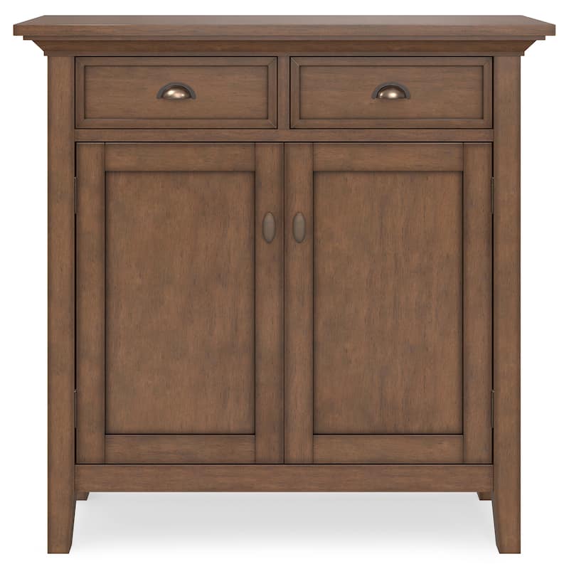 Wyndenhall Mansfield 36 inch Wide Solid Wood Transitional Entryway Storage Cabinet in Rustic Natural Aged Brown