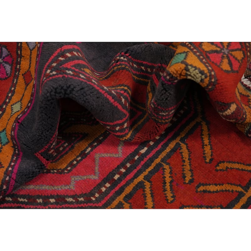 Hand Knotted Oriental 100% Wool Carpet Traditional Tribal Red Meshkin Area Rug - 10' 0'' X 4' 9''